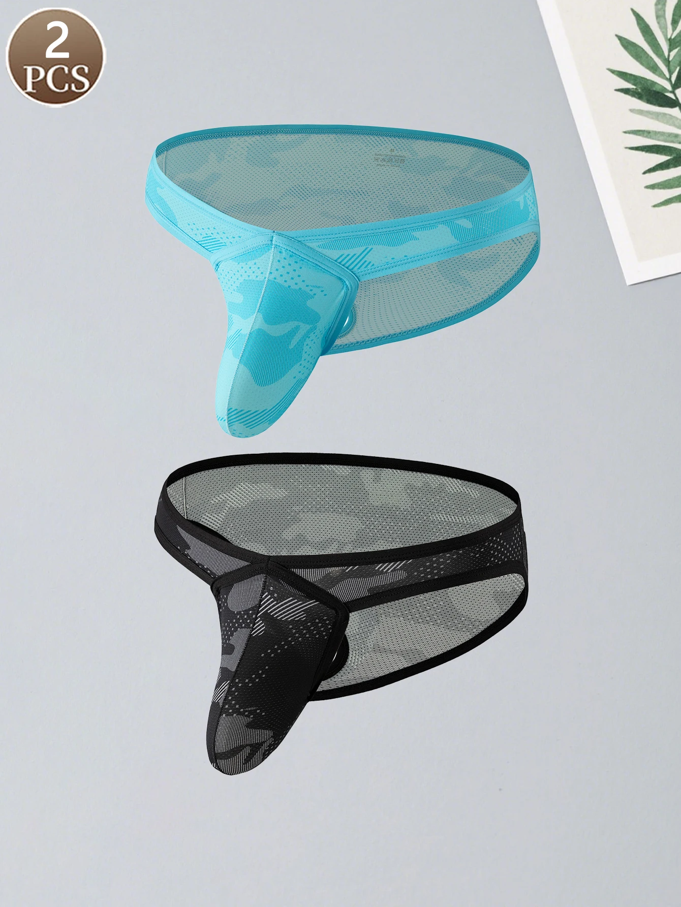 

2PCS men's fashionable casual sports triangle pants men's knitted seamless basic underwear mid waist and comfortable men's brief