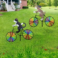 Animal Riding Three-dimensional Cartoon Modelling Windmill Creative Bicycle Wind Spinners Standing Pole Garden Yard Decoration