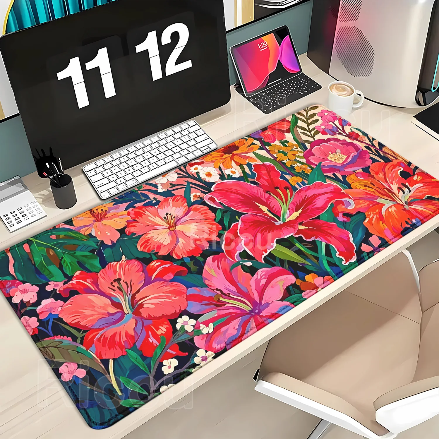 Anti-slip Leaves And Flowers Large Mouse Pad Rubber Base PC Desk Accessory Mousepad for Offices&Gamer Keyboard Mats Decor Mat