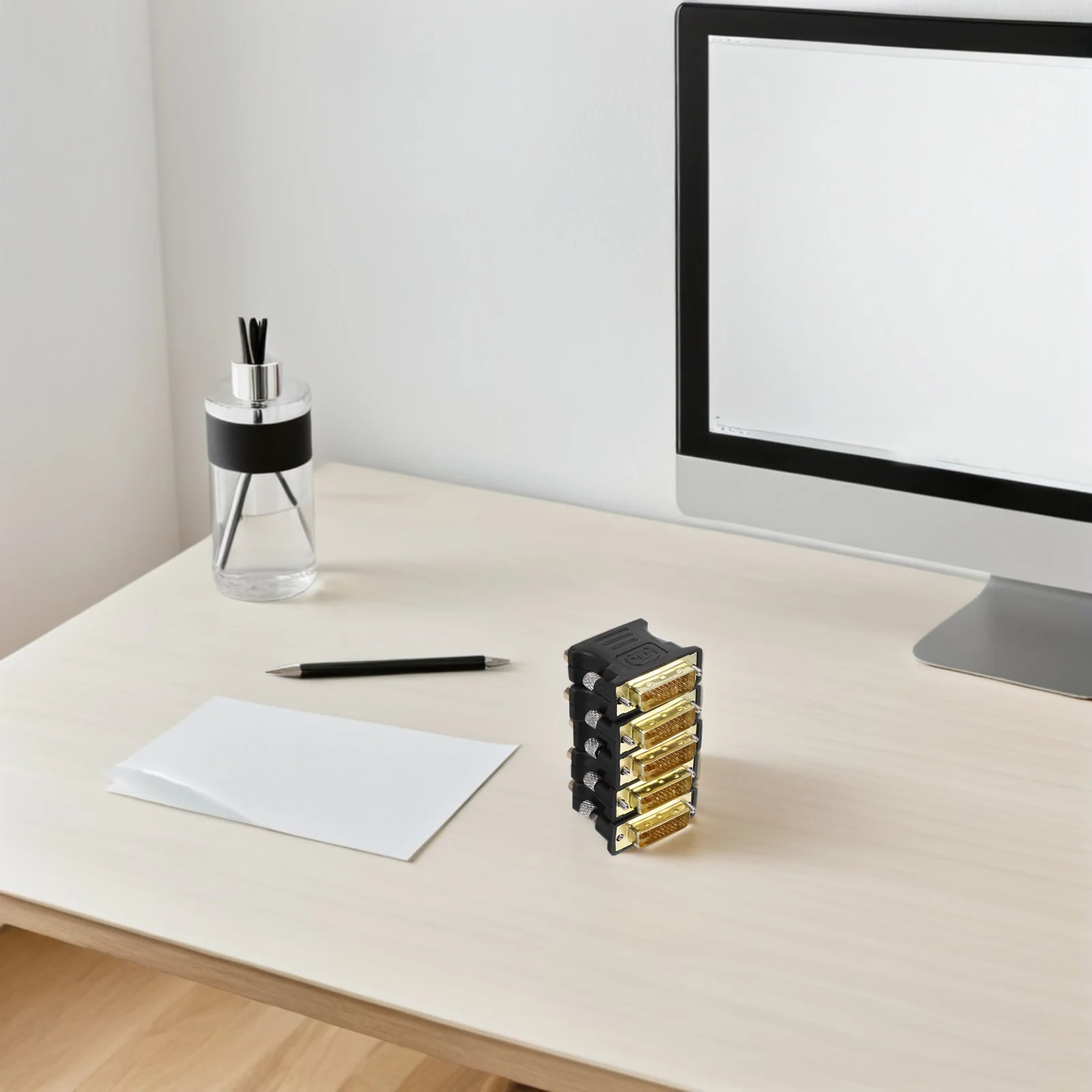 

5Pcs Monitor Video Adapter Dvi to Vga Converter for Computer Projector 1080P Hd Output Secure Connection Plug Play Compatible