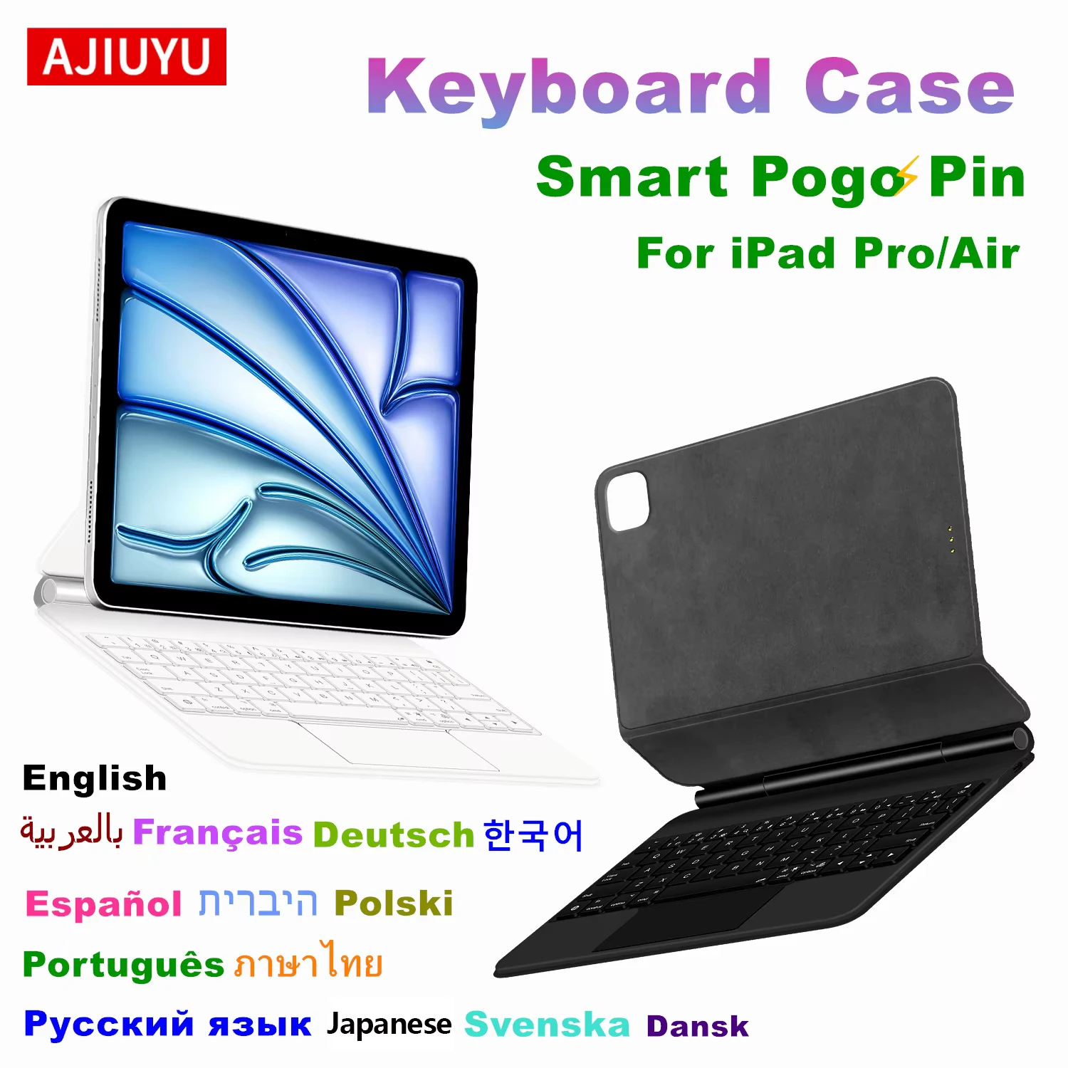 Pogo Pin Tastiera Magica Per Ipad Pro 11 12.9 13 M3 M2 Air 5Th 4Th 6Th Multi-Touch Connessione Diretta Smart Cover Case Retroilluminazione-image