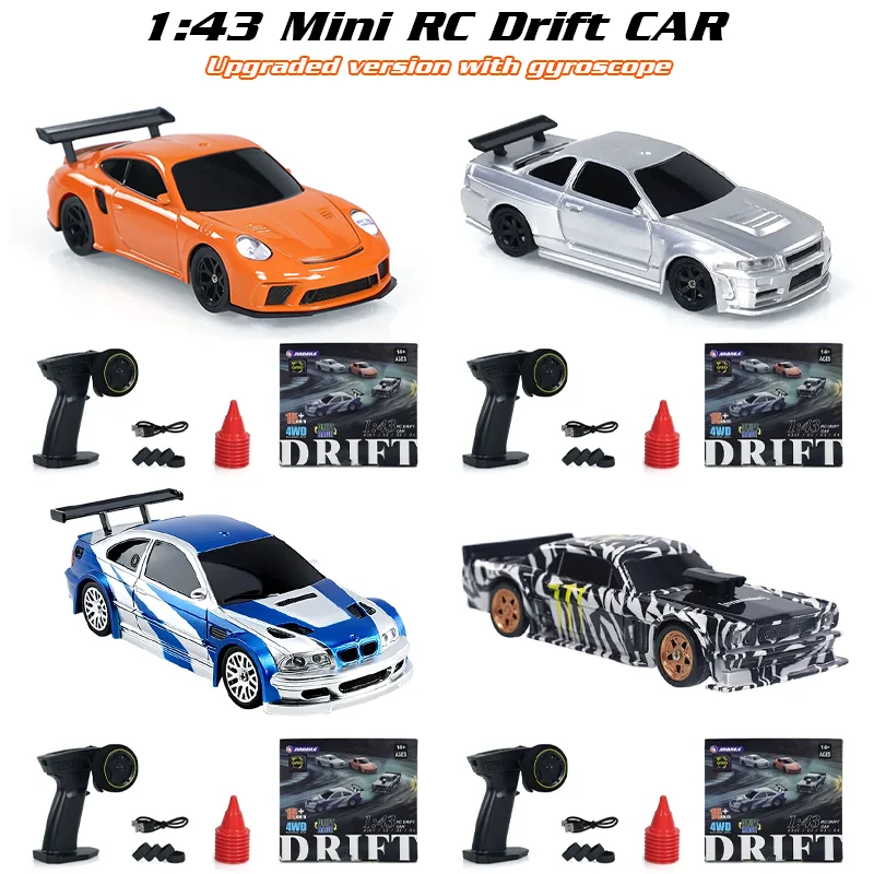 1/43 4WD Mini RC Drift Car Upgraded With Gyroscope 2.4G Remote Control High Speed Racing GTR Model Toys for Kids Birthday Gifts