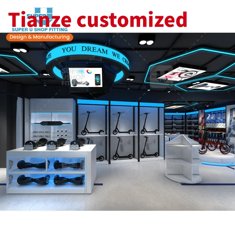 (customized)Customized Sport Shop Display Fixture Interior Decoration E-scooter Sports Display Racks Scooter Display Ca