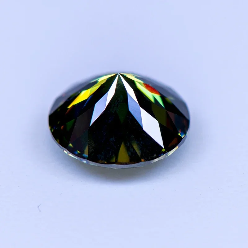 Moissanite diamante colore primario giallo verde forma rotonda 100 taglio sfaccettato gioielli con pietre preziose coltivate in laboratorio con