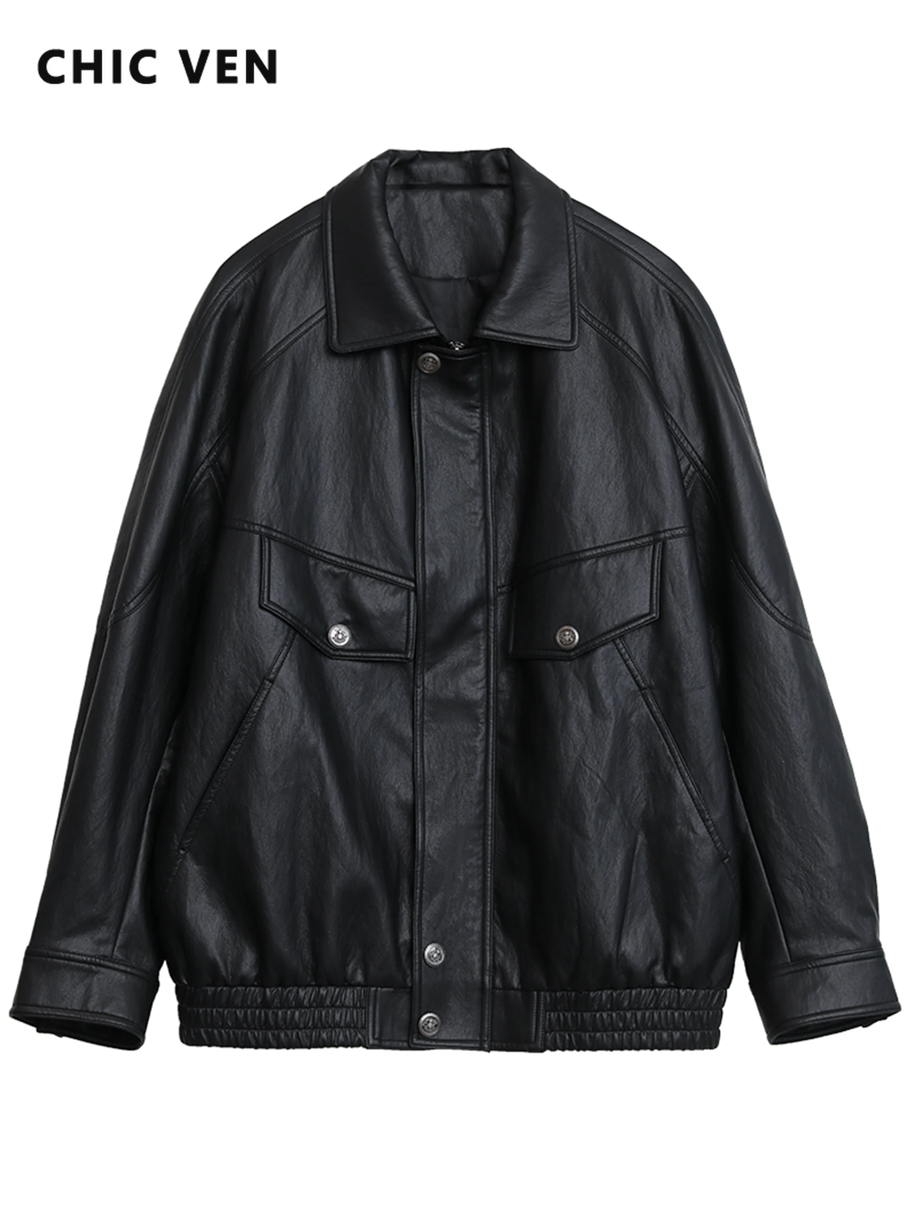 شيك فين موضة النساء فو سترات من الجلد عادية فضفاض بولي Leather جلد السيدات معاطف دراجة نارية الشارع الشهير خريف شتاء جديد 2025