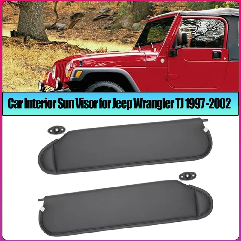 

For Jeep Wrangler TJ 1997 1998 1999 2000 2001 2002 Car Interior Sun Visor Black Sun Shade Left Right Driver Passenger Side