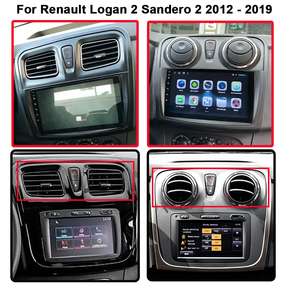 2Din 9inch CarPlay Android Auto Car Radio for Renault Logan 2 Sandero 2 2012-2019 Multimedia Navigation GPS RDS Qualcomm 8 Core