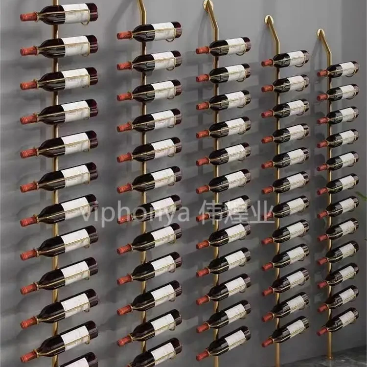 

Настенная винная полка для скалолазания с золотой/черной/серебряной нержавеющей стали из металлического винного погреба Сборные витрины для вина для Vintner