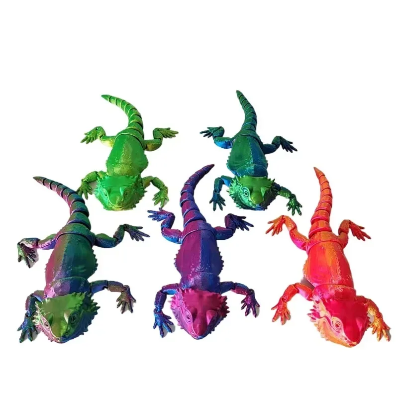 3D Print Chameleon Crawling Lizard Model Children\'s Small Toys 3D Print Gradient Color Jewelry Hobbyist Model