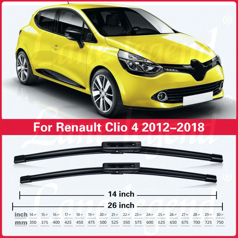 Car Front Wiper Blades For Renault Clio 4 2012 - 2018 Windshield Windscreen Clean Window Rain Brushes 26\