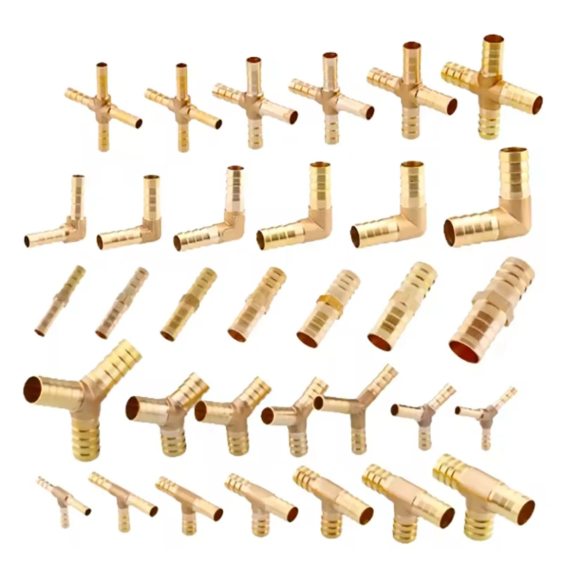 

6mm 8mm 10mm 12mm 14mm 16mm Hose Barb Brass Barbed Straight Elbow Tee Y 2 3 4 Way Pipe Fitting Connector