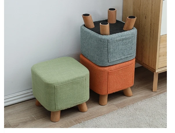 Solid wood shoe stool fashion wear shoe stool creative square stool cloth artist home small stool sofa stool coffee table bench