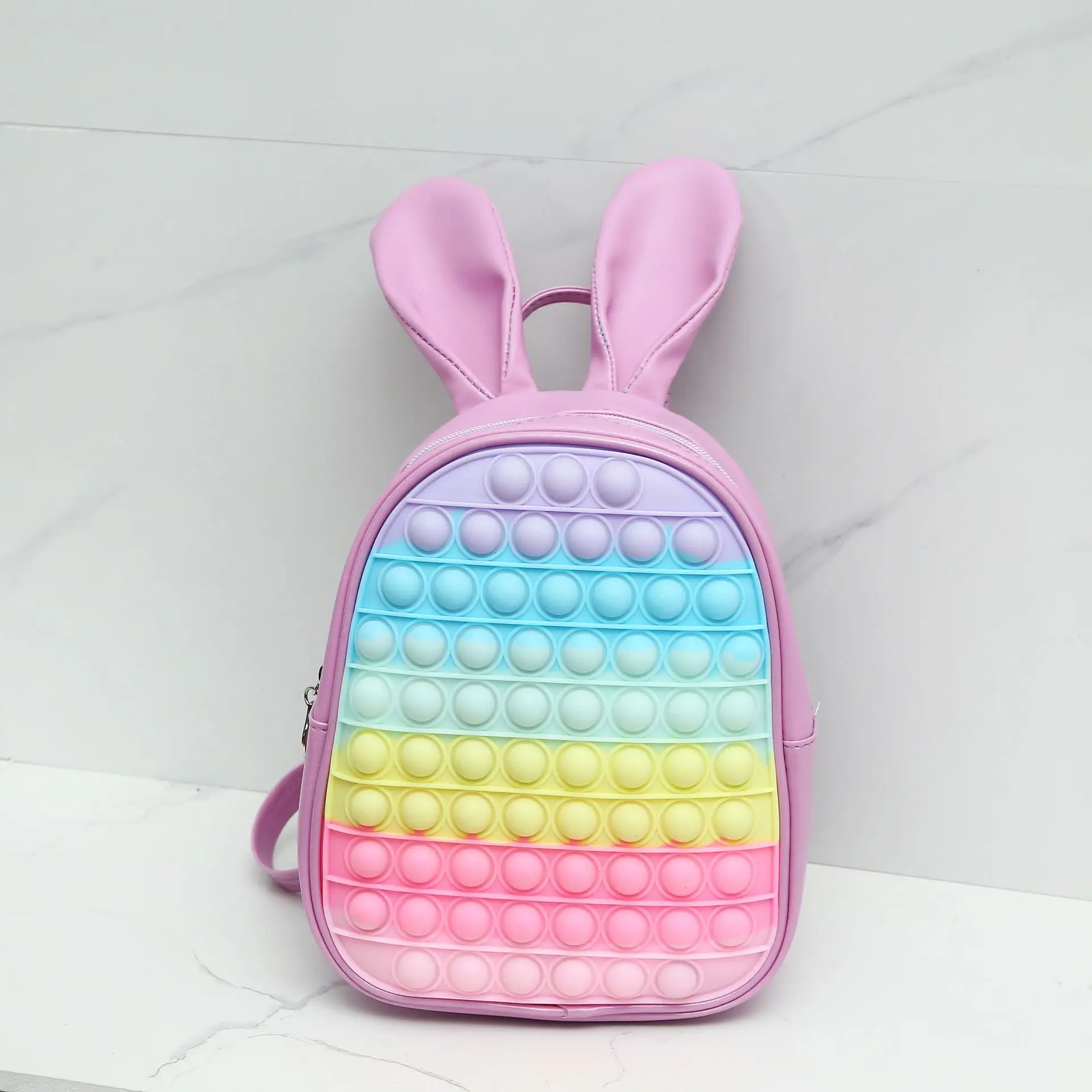 Pop Its Children Silicone PU Cute Rabbit Ears Backpacks New Princess Girls Lovely Fashion Small School Bags Hot