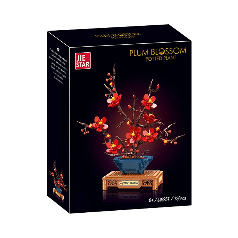 IN STOCK JJ9257 Chinese-style Plum Blossom Bonsai Building Blocks Model Flower Bricks Assembling Children's Toys Christmas Gift