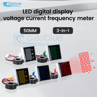 50MM 3 in 1 Digital Display Voltage Current Frequency Meter LED Frequency Tester AC 60-500V 0-100A 20-75Hz Volt Current Tester