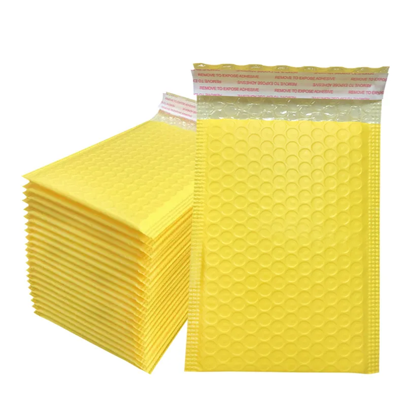 50Pcs Waterproof Bubble Bag Bright Yellow Plastic Bubble Envelope Electronics/Book Packaging Bag Self Adhesive Gift Shipping Bag