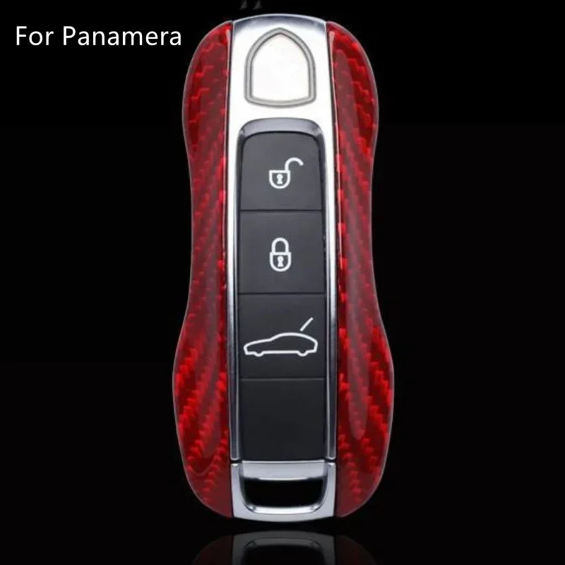 

For Porsche New Cayman New Panamera Real Carbon Fiber Car Key Case Cover Shell Bag
