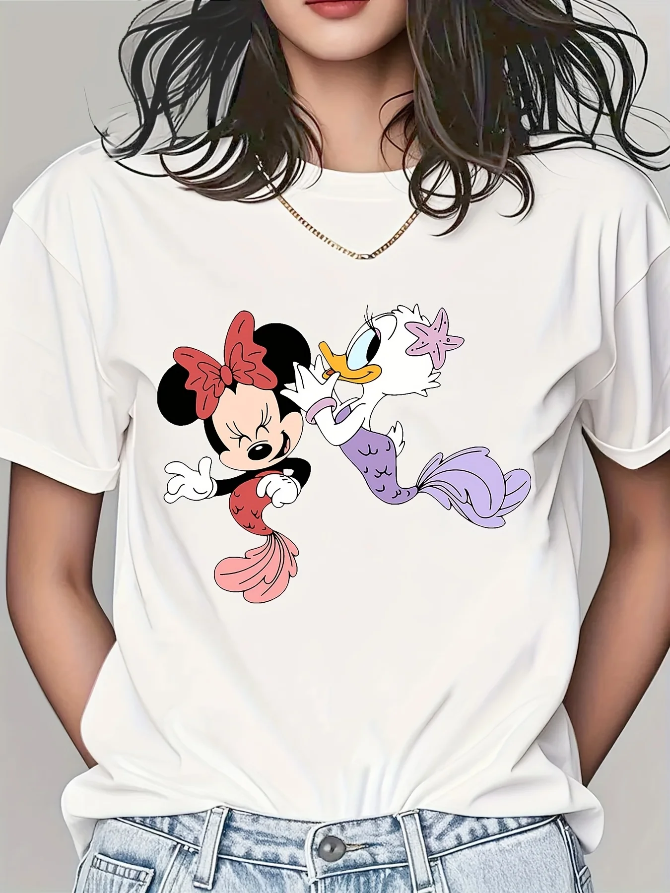 

Футболка с короткими рукавами и круглым вырезом на тему Диснея с логотипом Микки Мауса, с Casu