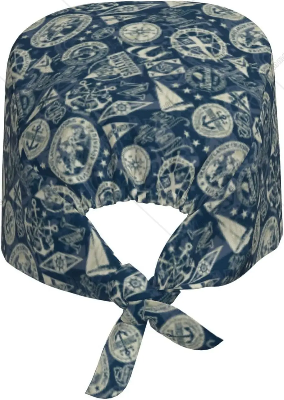 Nautical Style Print Unisex Scrub Cap - Supersoft Lining, Lightweight, Breathable No-Slip Scrub Cap For Men & Women