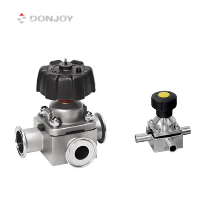 DONJOY manual three way stainless steel diaphragm valve pneumatic diaphragm valve sanitary diaphragm valve