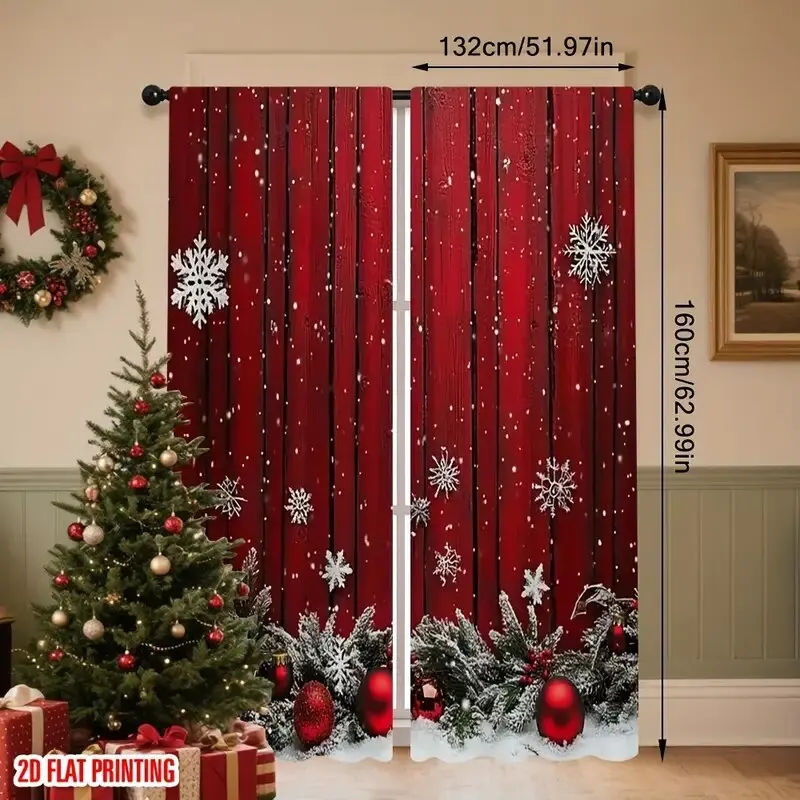 Christmas snowflake pine branch - pole bag curtains, bedroom and living room decoration, home decoration, Christmas decoration