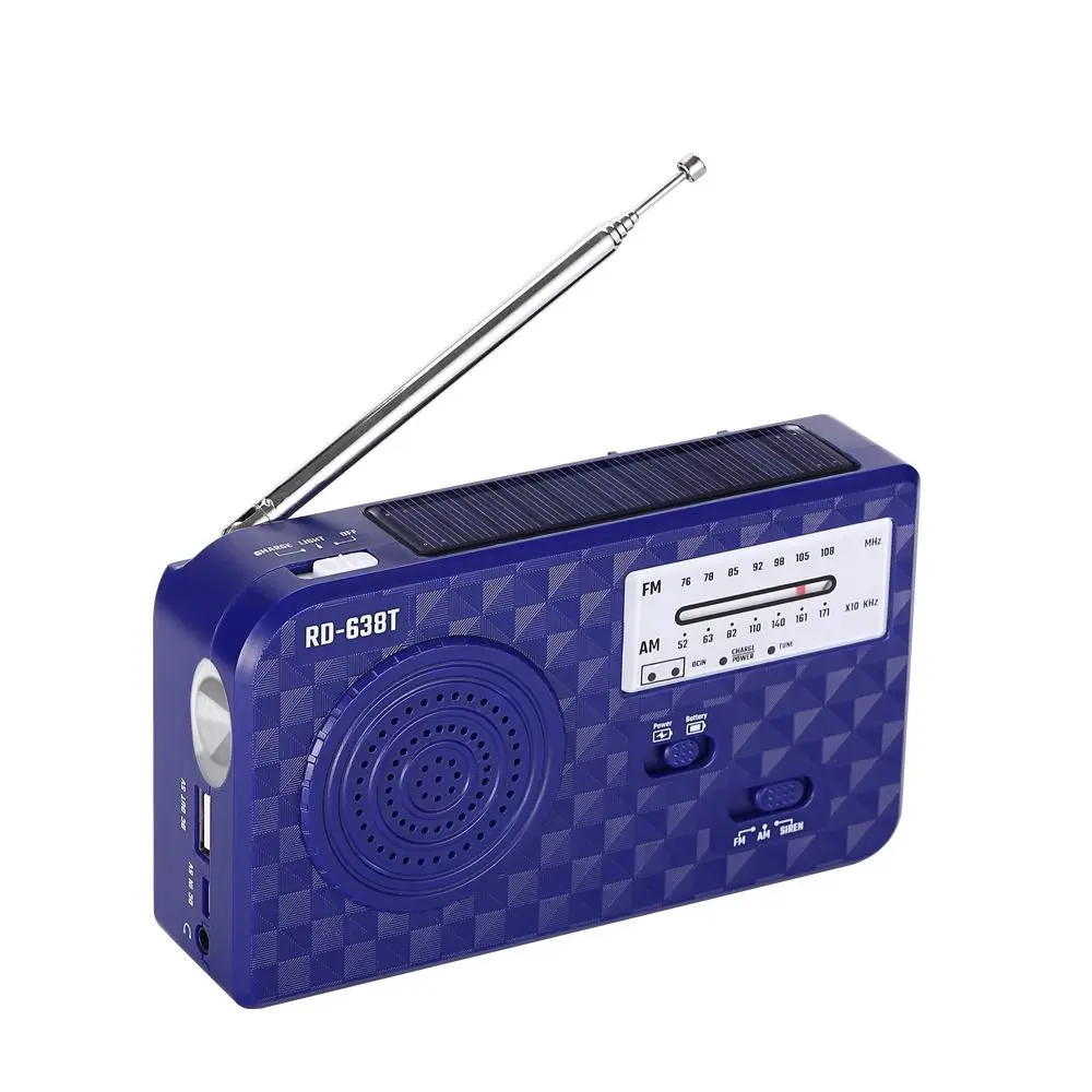 LED Solar Hand Crank Radio Solar Power SOS Alarm AM FM Radio 500mAh USB Charger Emergency Flash Light Disaster Prevention