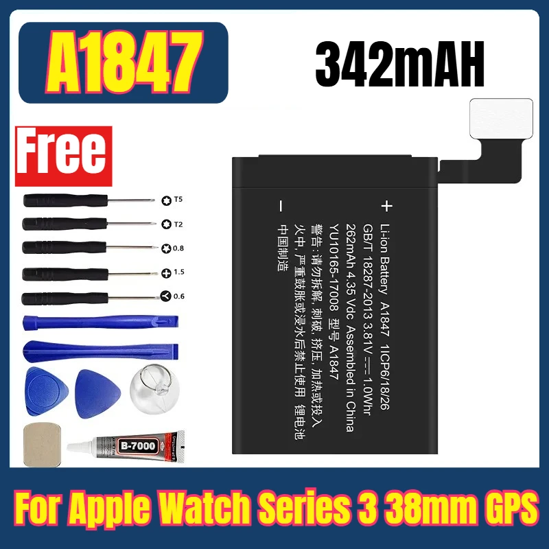 A1847 A1848 3.82 فولت 342 مللي أمبير بطاريات الساعات لساعة أبل سلسلة 3 38 مللي متر نظام تحديد المواقع + أدوات مجانية #1