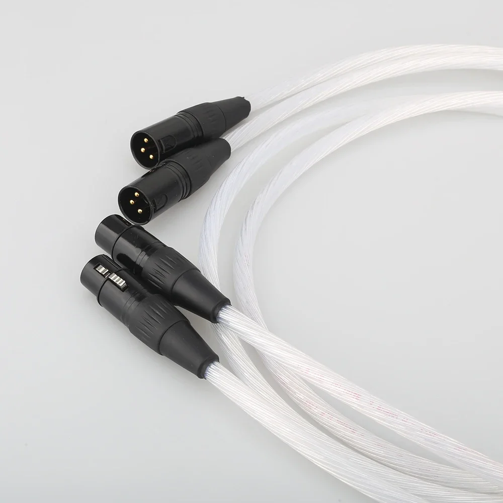 Cabo de equilíbrio hifi xlr hi-end banhado a prata 7n occ cabo 2 xlr macho para 2 xlr fêmea cabo de linha de equilíbrio