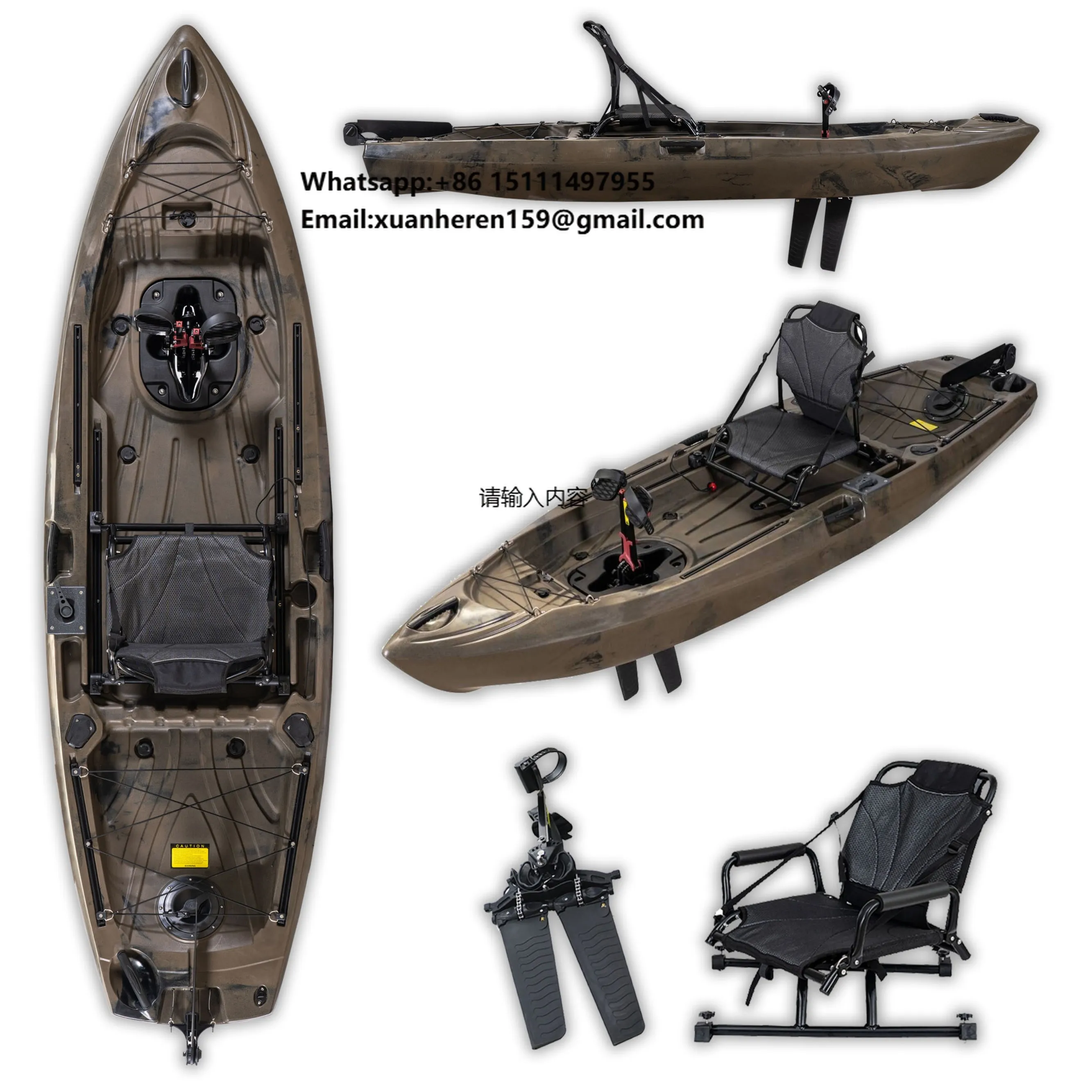 Hot Sale 3.8m 10ft Sit-on-Top Fishing Kayak Single Paddler Pedal Drive Pedals Rotomolded HDPE Hull 1 Person Stable Kayak