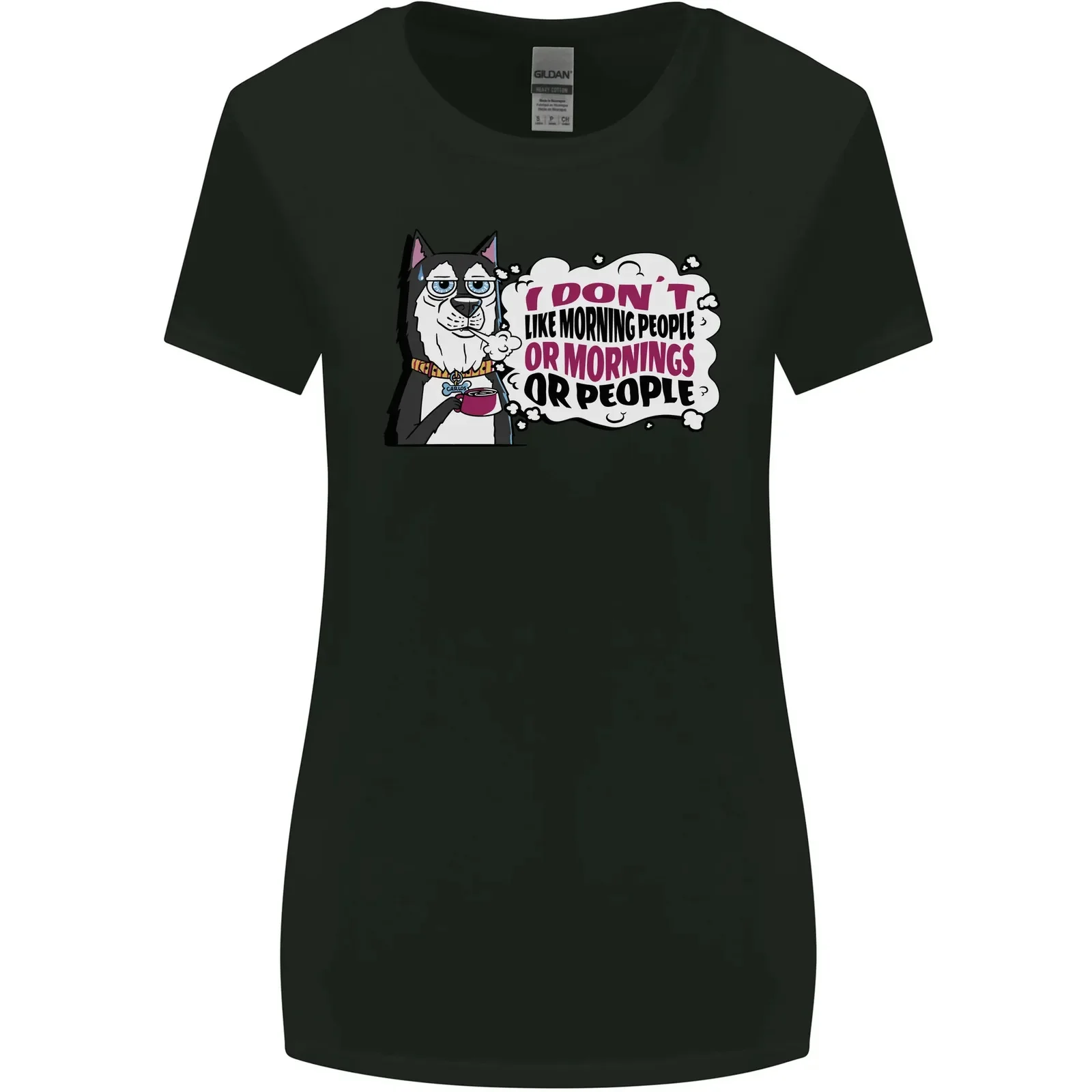 Husky Alaskan I Dont Like People Mornings Womens Wider Cut T-Shirt