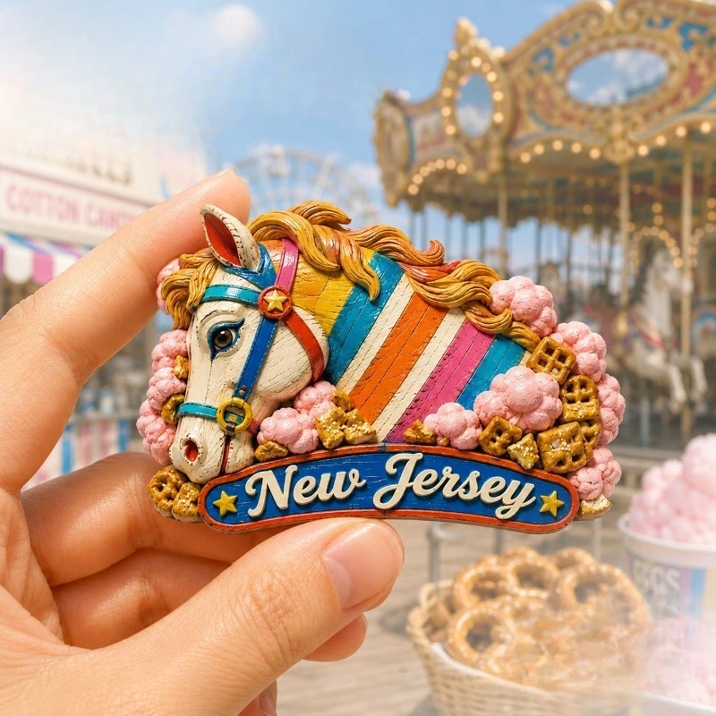 New Jersey Pony Crisp Fridge Magnet - Sweet 3D Amusement Souvenir Unique American Travel Gift for Kitchen & Beach Decor