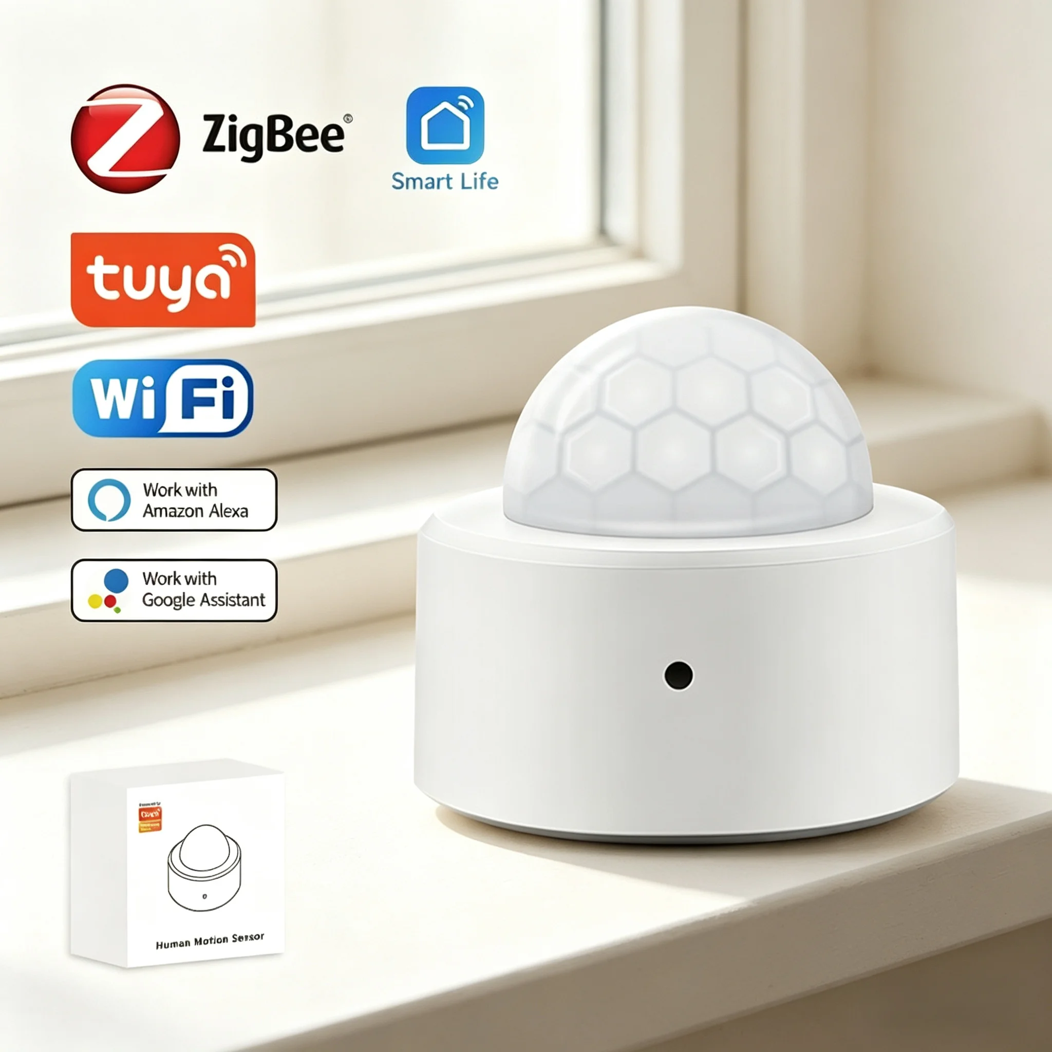

Tuya Smart PIR Motion Sensor Zigbee Human Body Infrared Detector Home Security Work with Alexa Google Assistant Smart Life