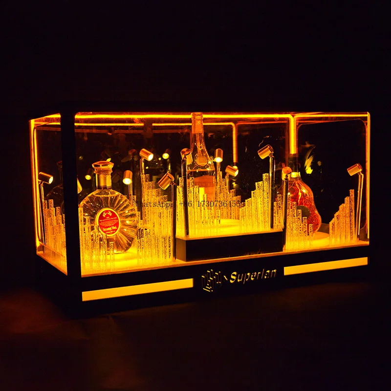 

Bar KTV luminous foreign wine Hennessy three-pack tray, high-end stainless steel luminous seat display set