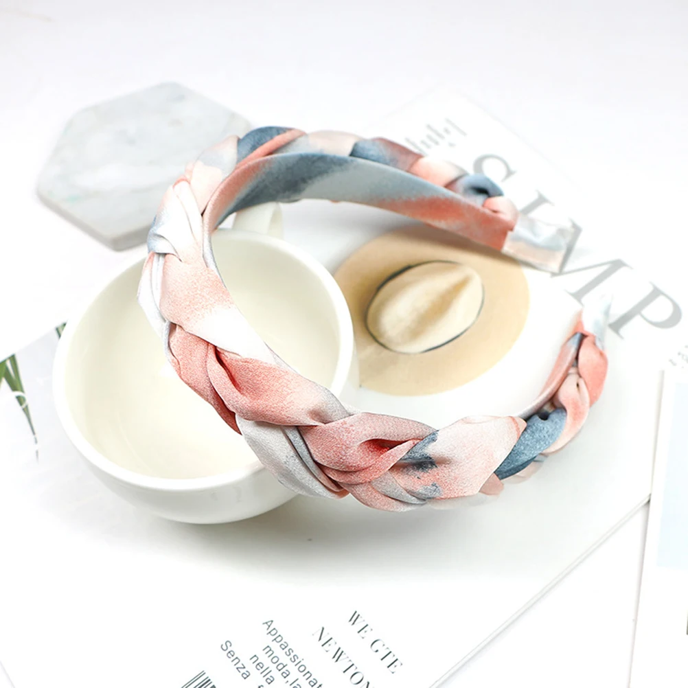 

Tie-dyed Hair Bands Elegant Braid Headband for Women Fashion Hoop All-match Headdress Decorative Hairstyle Accessories