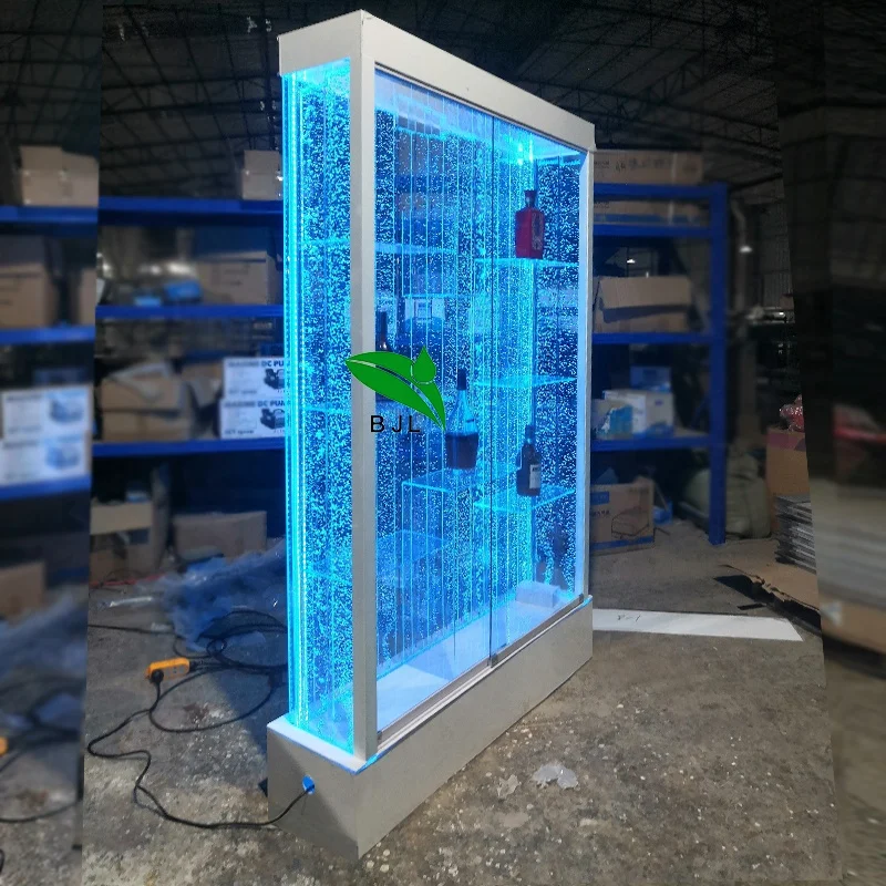 (Customized) home bar furniture led glowing color changing acrylic water bubble wall bar cabinet