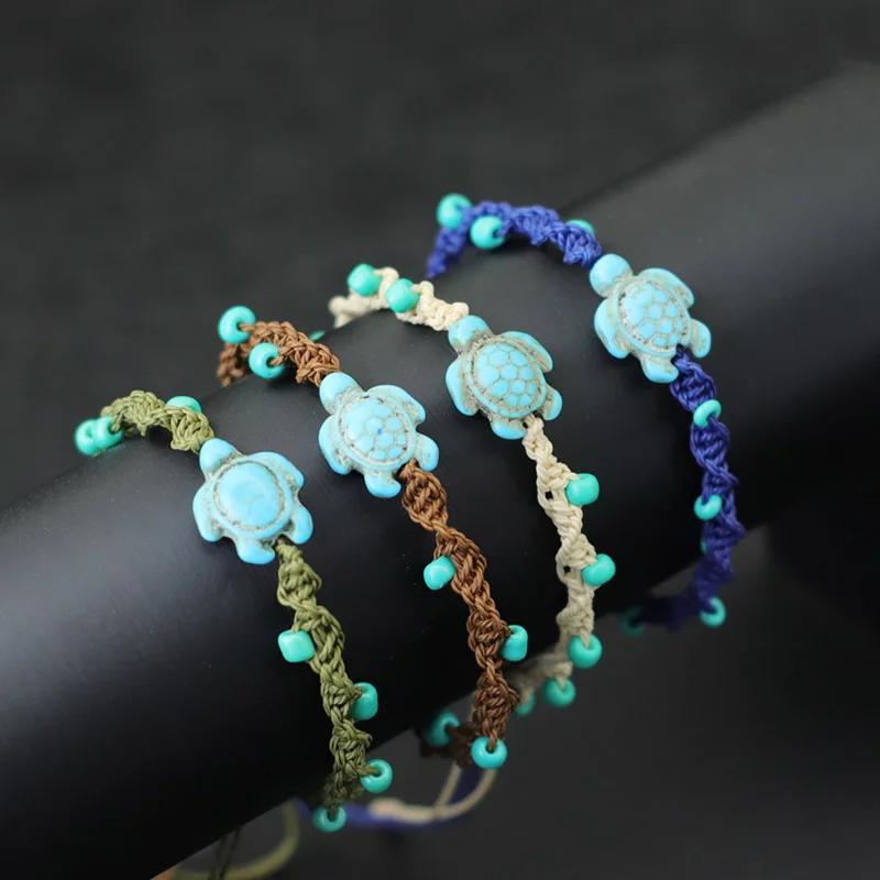 Böhmen Seil Armband Unisex Einstellbare Schildkröte Armband Sommer Strand Schmuck 4mm Reis Perle Armband Surf Brazalete Pulseira Joias – Detail 9