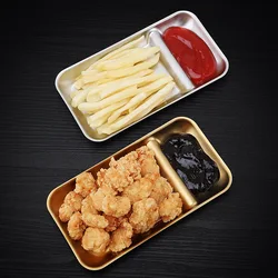 Stainless Steel Food Tray Fruit Snack Serving Plates Tableware Dumpling French Fries Dishes Kitchen Restaurant Utensils