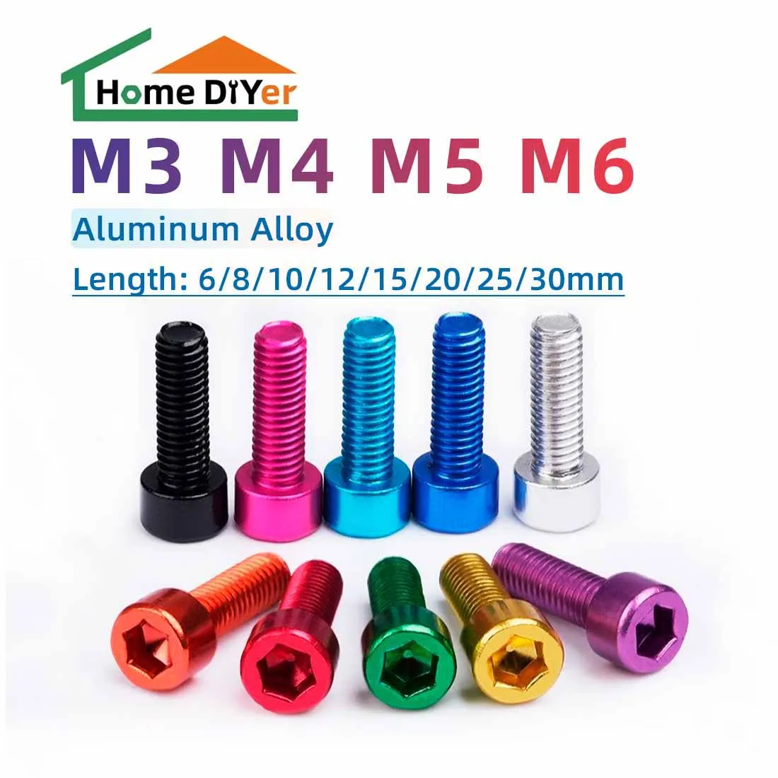 10pcs 7075 aluminum Allen socket Screw M3 M4 Colourful Aluminum Hex Hexagon Socket Cap Head Machine Screw Bolts