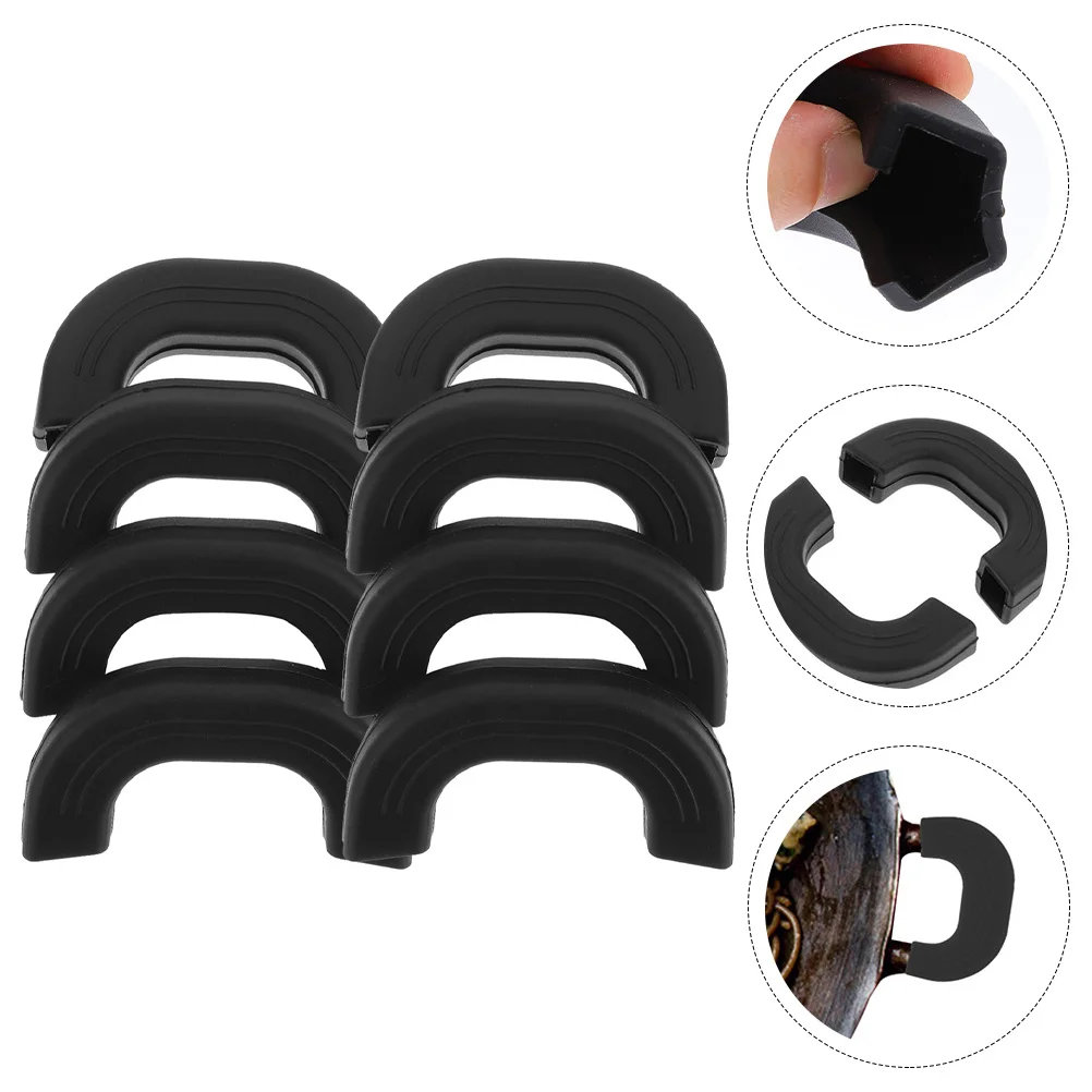 

8 Pcs Pot Holders Earrings Silicone Handle Stainless Steel Wok Grip Sleeves Black Assist Man