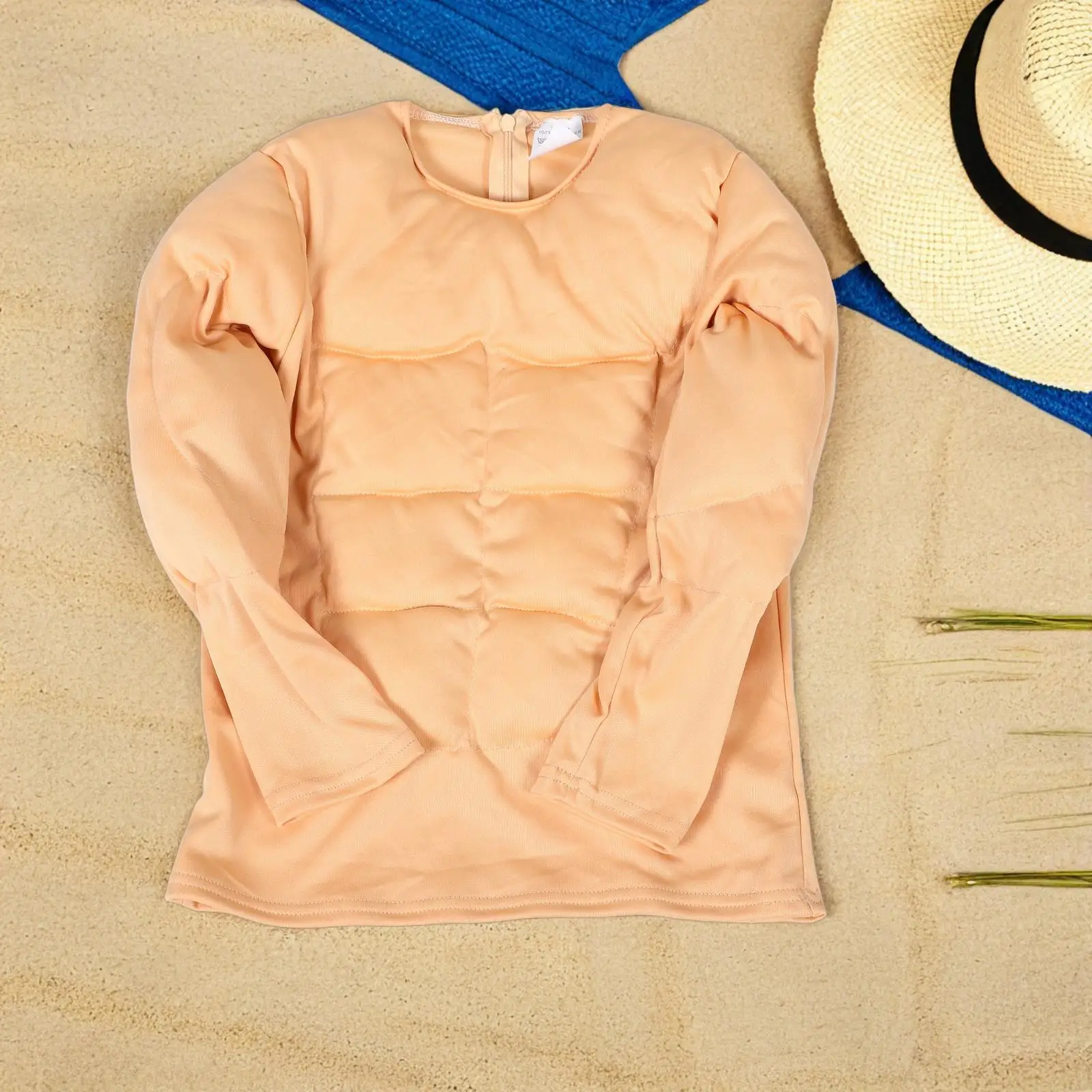 Disfraz muscular para hombre, pecho falso, Abs, Beige, ropa de superhéroe para niños, traje de piel aguda, poliéster transpirable