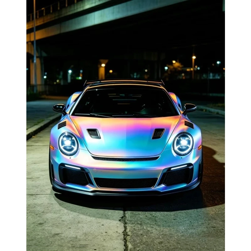Yshi Rainbow Prismatic Silver NC TPU PPF Car Wrap Film 1.52*17m Color-Changing Prisms UV/IR Protection 3-Year Warranty Car