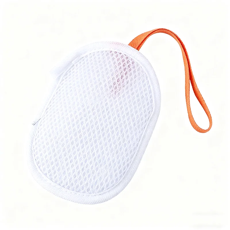 كيس شبكي لصابون الساندويتش مزدوج الجوانب لغسول الوجه للاستحمام يخلق رغوة غنية مع كيس شبكي فقاعي الصابون
