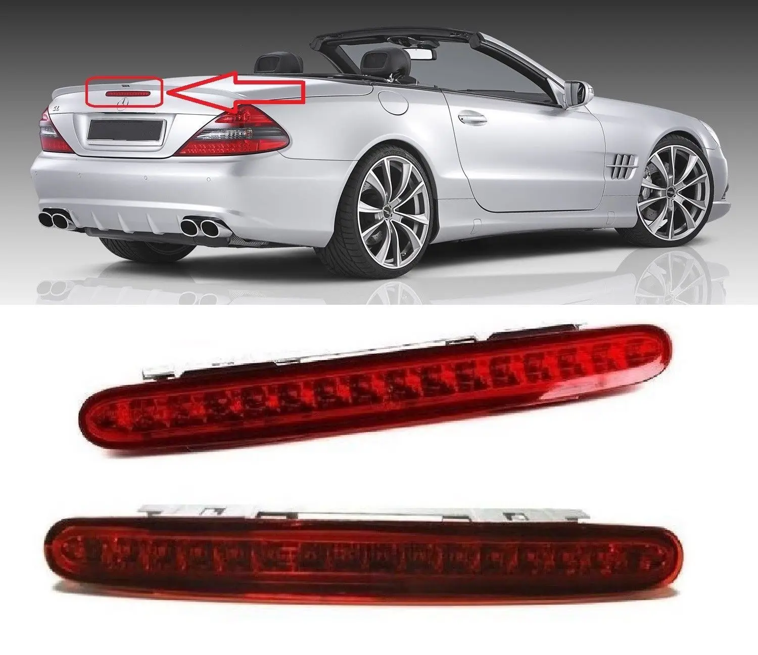 For Mercedes-Benz SL R230 SL500 SL600 SL63 2001-2012 High Mounted Brake Light Assembly Rear Roof 3rd Brake Light A2308200056