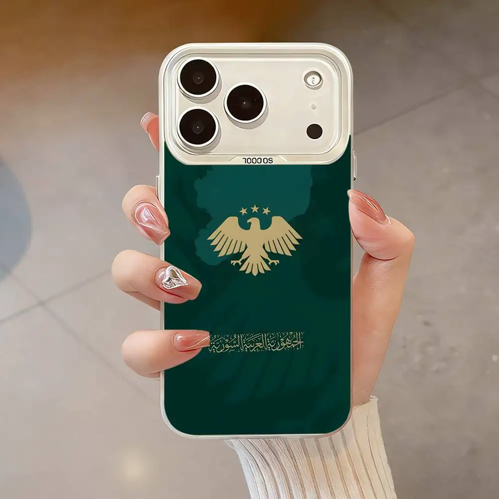 Custodia per telefono Flay FREE Art S-SYRIA per iPhone 17,16,13,12,X,11,15,14,Pro,Max,Plus,SE4,Air,Mini Bianco IMD HD opaco