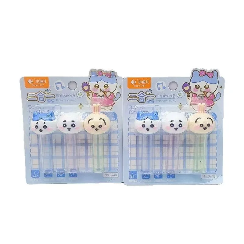 

3Pcs/Pack Anime Pencil Cap Silicone Touch Pen Cover Kawaii Pencil Extender Korean Stationery Kids Gifts School Office Supplies