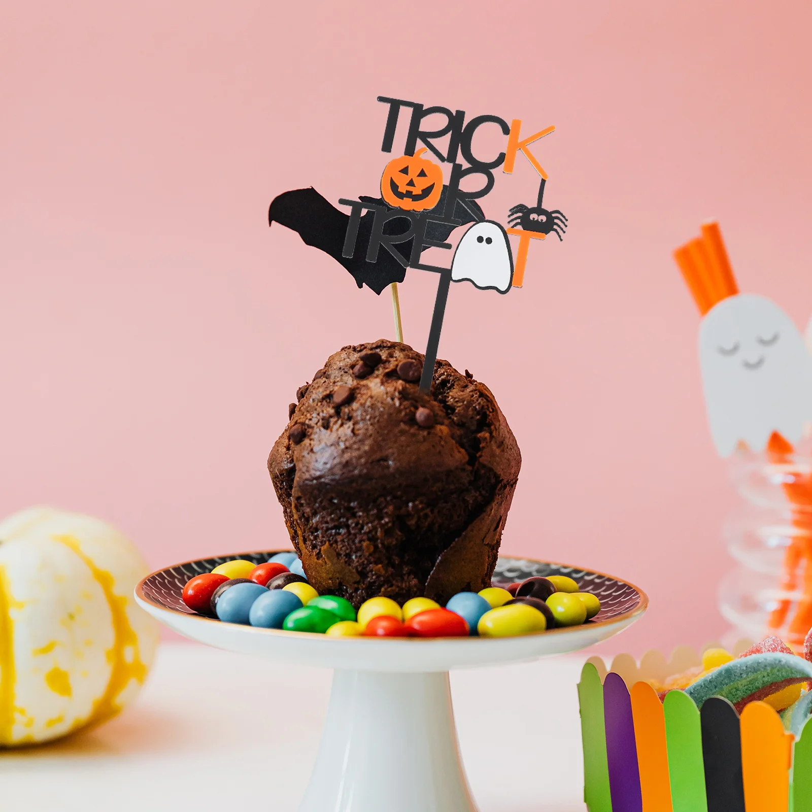 

Halloween Cake Topper Pumpkin Ghost Decoration Insert Safe Quality Dessert Party Supply Birthday Cake Decor Accessories