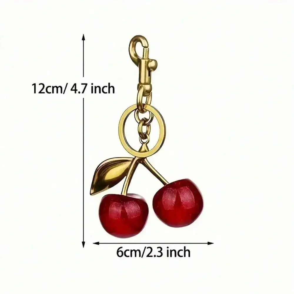 Mode Köstliche Rote Kirsche Schlüsselbund Sommer Früchte Kirschen Anhänger Schlüsselring Für Frauen Männer Schmuck Tasche Schlüssel Zubehör Geschenk – Detail 7