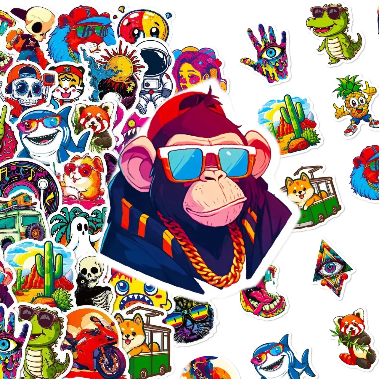 10/30/50Pcs Cool Graffiti Cartoon Stickers Colorful Decals for Skateboard Laptop DIY Decor Fun Street Art Waterproof Sticker Set