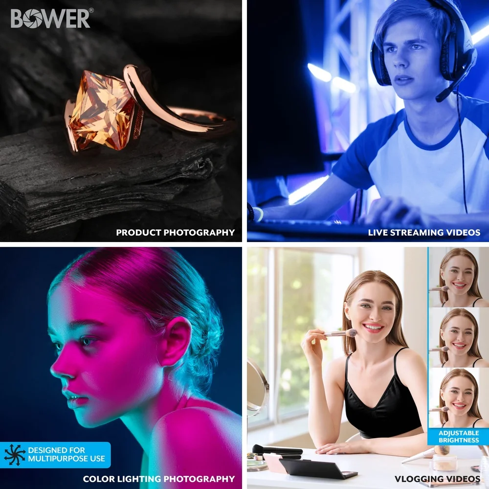 Zestaw 2 szt. lamp LED RGB z regulowanymi statywami, pilotem, do fotografii, streamingu wideo i efektów specjalnych.
