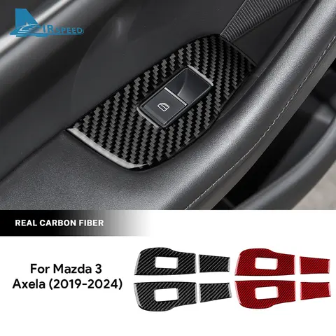 Real Soft Carbon Fiber Sticker For Mazda 3 Axela 2019 2020 2021 2022 2023 2024 2025 Car Rear Door Window Lifting Frame Panel